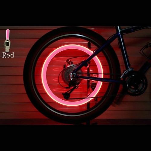 Rouge - Bouchons De Assujetde Jante De Voiture, Lumières Au Néon, Couvercle D'air, Lumière De Capuchon De Assujet, Flash Led, 2 Pièces