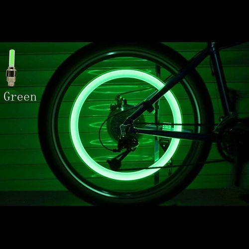 Vert - Bouchons De Assujetde Jante De Voiture, Lumières Au Néon, Couvercle D'air, Lumière De Capuchon De Assujet, Flash Led, 2 Pièces