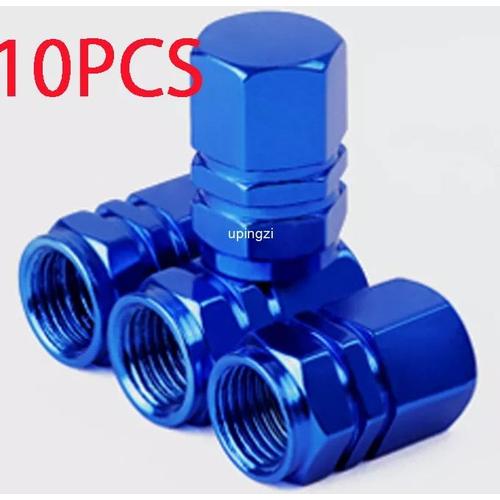 Blue10pcs - Bouchons De Assujetde Roue De Voiture En Alliage D'aluminium, Couvercles De Tige De Jante, Antipoussière, Imperméables, Universels, Automobiles, Vélos Hurcycles, Neufs