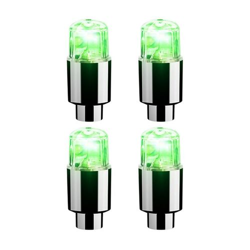 4pcs Vert - Bouchons De Assujetde Voiture Colorés, Lumières De Roue Led, Ampoule Néon, Universel, Moto, Vélo, Extérieur Automatique, Couvercle De Assujet, 4 Pièces