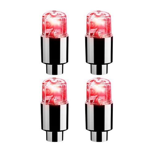 4pcs Rouge - Bouchons De Assujetde Voiture Colorés, Lumières De Roue Led, Ampoule Néon, Universel, Moto, Vélo, Extérieur Automatique, Couvercle De Assujet, 4 Pièces