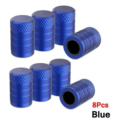 Bleu-8pcs - Bouchons De Tige De Valve De Pneu, Bouchon De Valve De Pneu En Aluminium, Couvercles De Tige Universels Pour Voitures, Camions, Motos, Suv Et Vélos