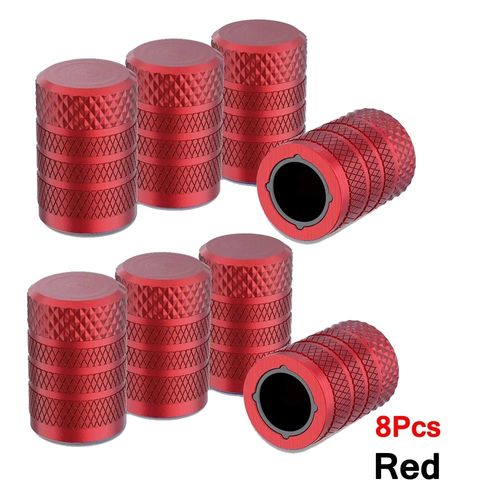Rouge-8pcs - Bouchons De Tige De Valve De Pneu, Bouchon De Valve De Pneu En Aluminium, Couvercles De Tige Universels Pour Voitures, Camions, Motos, Suv Et Vélos