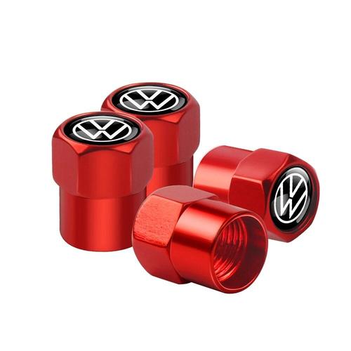 Volkswagen-Rouge - Bouchons De Valve De Roue En Alliage D'aluminium 3d, Accessoires Automobiles Pour Volkswagen Tiguan Passat B5 Golf 5 Touareg Jetta Gti Rline, 4 Pièces