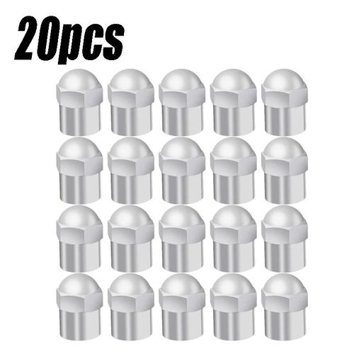 20pcs - Bouchons De Valve Universels En Plastique Chromé À Tête Ronde, Couvercle Anti-Poussière Pour Voiture, Vélo