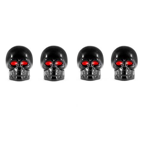 Noir - Bouchons De Valve Tête De Mort Abs, Pour Roues De Voiture, Roues En Alliage, Bouchon De Valve De Pneu, Couvercle De Mamelon Pour Voitures, Motos, Vélos