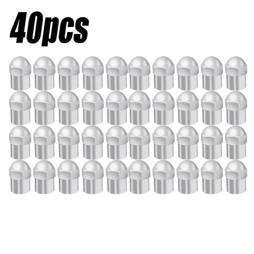 40pcs - Bouchons De Valve Universels En Plastique Chromé À Tête Ronde, Couvercle Anti-Poussière Pour Voiture, Vélo