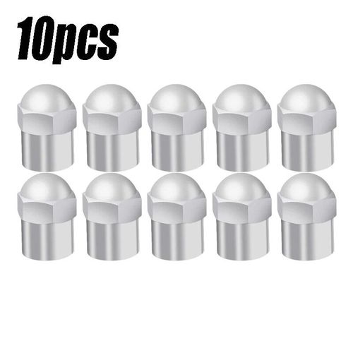 10pcs - Bouchons De Valve Universels En Plastique Chromé À Tête Ronde, Couvercle Anti-Poussière Pour Voiture, Vélo