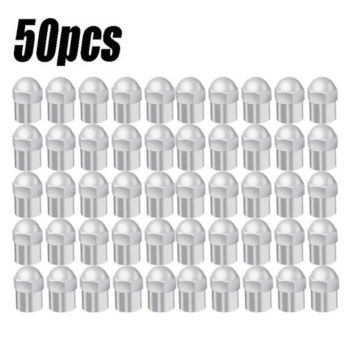 50pcs - Bouchons De Valve Universels En Plastique Chromé À Tête Ronde, Couvercle Anti-Poussière Pour Voiture, Vélo