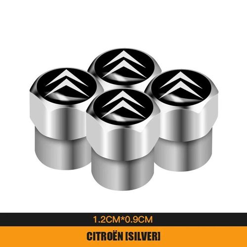 B Silver Citroen - Capuchon De Valve De Pneu En Métal, Emblème De Voiture, Couvercle De Tiges D'air Pour Citroën C Elysee C4 C3 C5 C1 C2 C4 Picasso Aircross Saxo Berlingo, 4 Pièces