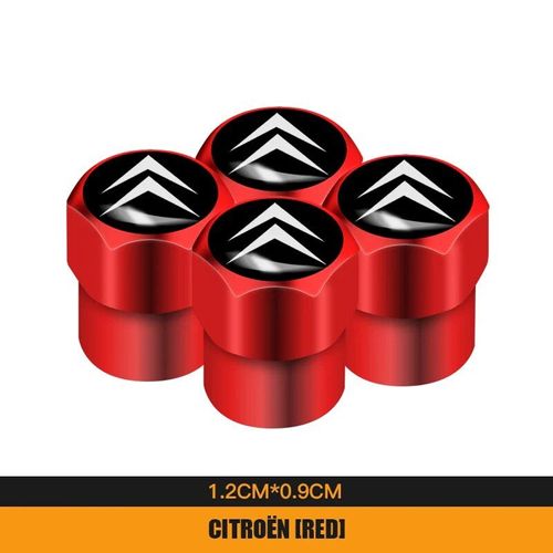 B Citroen Rouge - Capuchon De Valve De Pneu En Métal, Emblème De Voiture, Couvercle De Tiges D'air Pour Citroën C Elysee C4 C3 C5 C1 C2 C4 Picasso Aircross Saxo Berlingo, 4 Pièces