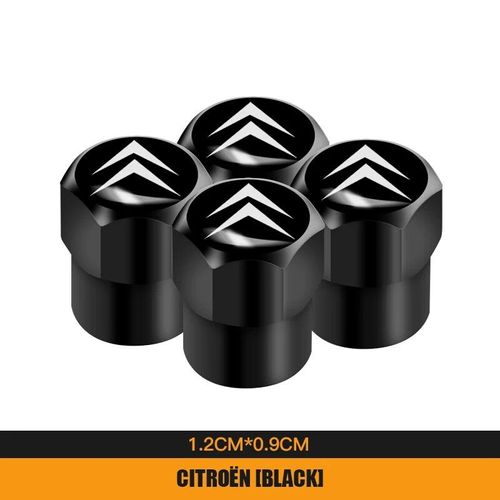 B Citroen Noir - Capuchon De Valve De Pneu En Métal, Emblème De Voiture, Couvercle De Tiges D'air Pour Citroën C Elysee C4 C3 C5 C1 C2 C4 Picasso Aircross Saxo Berlingo, 4 Pièces