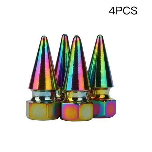 4 Pièces - Capuchons De Tige De Assujetde Roue Multicolores Pour Voiture, Moto, Vélo, Capuchon Anti-Poussière, Style De Voiture, Capuchons De Boulons De Roue, 4 Pièces Par Ensemble