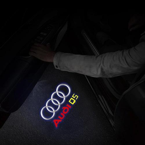 Audi Q5 - Lumières De Bienvenue De Porte De Voiture À Led, Lampes De Budgétaire Laser 3d, Accessoires De Décoration Automatique Pour Audi Sline Rs, S3, S4, S5, Dock Calls, Attro A3, Q5, 2 Pièces