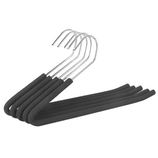 Cintres à pantalon ouverts, avec revêtement en mousse antidérapant, noirs, lot de 5