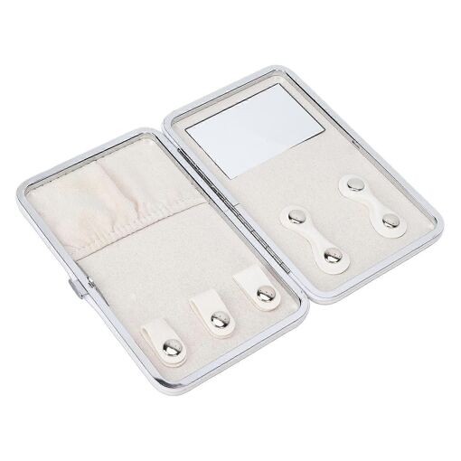Boîte à bijoux portable de grande taille avec miroir pour bagues, boucles d'oreilles et colliers, blanc