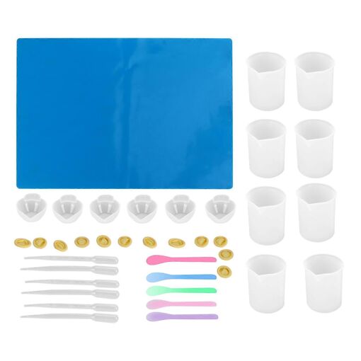 Kit De 36 Outils De Mélange Époxy Diy, Tapis En Silicone, Tasse À Mesurer, Cuillère Compte-Gouttes