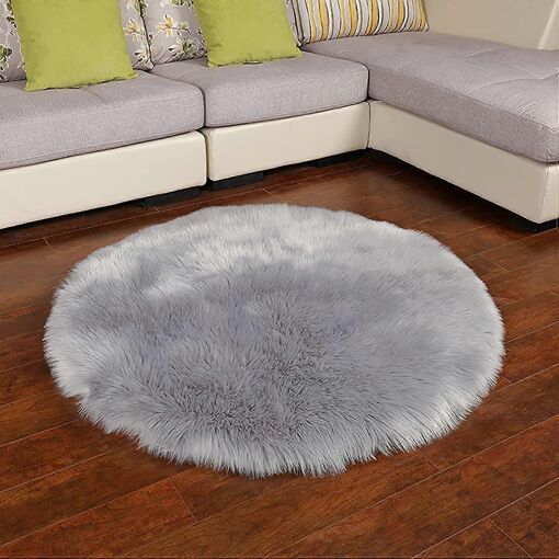 Tapis À Poils Longs Rond Et Moelleux En Imitation Peau De Mouton Pour Chambre, Salon, Chambre D'enfant