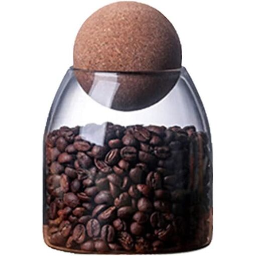 Bocal De Conservation Hermétique En Verre Borosilicate Transparent, Avec Bouchon En Liège Pour Épices, Sucre, Café