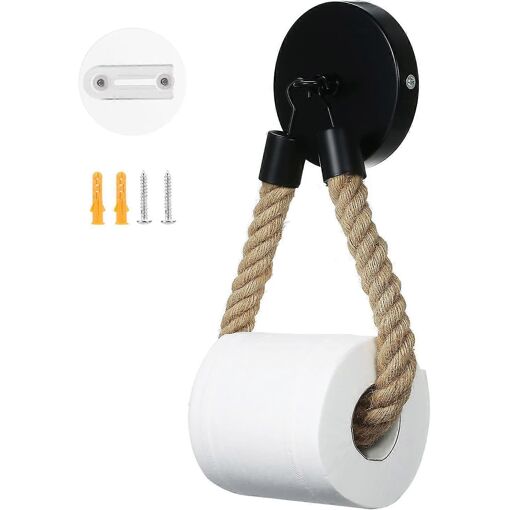 Porte-rouleau de papier toilette vintage, sans perçage, porte-rouleau de papier toilette vintage, toilettes noir mat