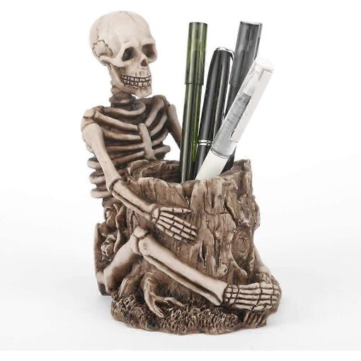 Pot à crayons en forme de tête de mort, porte-crayons, porte-clés squelette, porte-pinceaux de maquillage, organiseur décoratif en forme de tête de mort, porte-papeterie, organiseur de crayons
