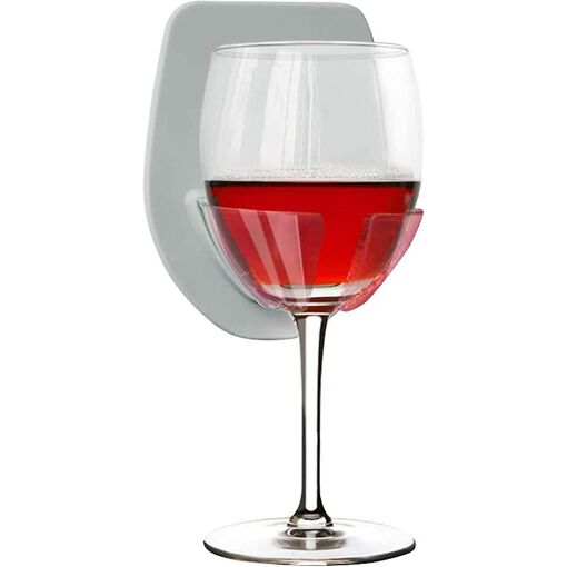 2025 - Porte-verre à vin à ventouse pour douche et bain, cadeau détente (gris)
