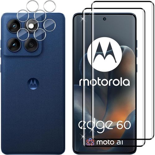 Lot 2+2 Verres Trempés Pour Motorola Moto Edge 60 - Protections Écran 3d + Protège-Lentilles Caméra 9h Hd Anti-Rayures