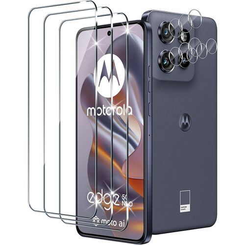 Lot 3+3 Verres Trempés Pour Motorola Moto Edge 50 Neo - Protecteur D'écran 9h 0,33 Mm Hd Antirayures Anti-Empreintes + Protège-Lentille Caméra