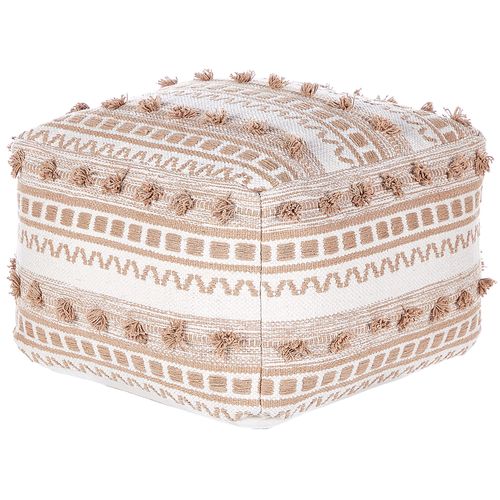 Pouf En Coton Beige 50 X 50 Cm Karaw