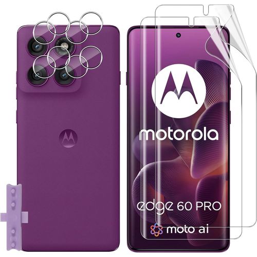 Protection Écran Motorola Moto Edge 60 Pro - Pack 2x Film Tpu Auto-Cicatrisant + 2x Verre Trempé Protège Lentille Caméra Hd Anti-Rayures