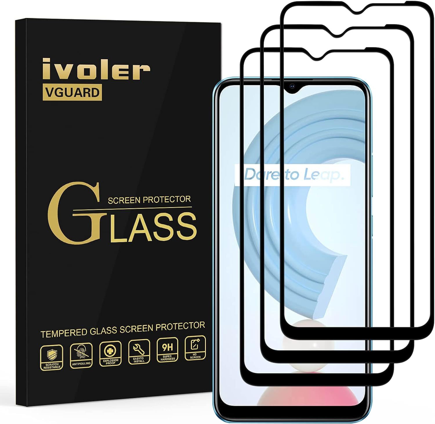 Pack De 3 Couverture Compl¿¿Te Protection ¿¿Cran En Verre Tremp¿¿ Pour Vivo Y21 / Y21s / Y33s / Y20s / Y11s / Y52 5g / Y72 5g / Realme C11 2021 / C21 / C25y / C30 / C33 / Realme Narzo 50i Prime