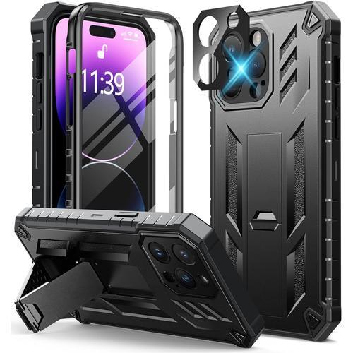 Coque Pour Iphone 14-Pro-Max: Coque Iphone 360 Integrale Antichoc ¿¿Tui Anti-Chute Housse Anti-Rayure Pour Iphone 14 Pro Max 6,7 Pouces Avec B¿¿Quille Noir