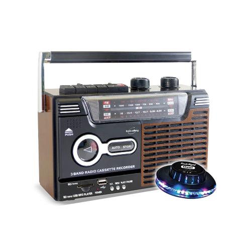Radio-cassette USB look Rétro OLDSOUND Inovalley RK10N - Radio FM/AM/SW, Lecteur enregistreur K7 audio, 1 x 8W, LED OVNI