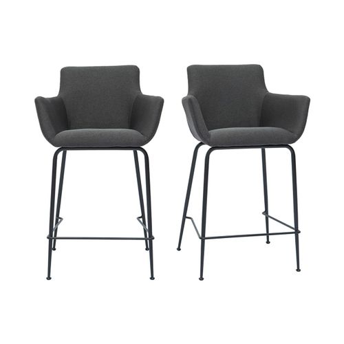 Tabourets De Bar En Tissu Gris Anthracite H65 Cm (Lot De 2) Carlie