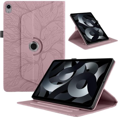 Mo-Bte Coque Pour Ipad 10.9'' 2022 10th Gen Flip Pu Cuir 360 Rotatif Multi-Angle Stand Housse Cover Avec Réveil/Sommeil Automatique Arbre De Vie Tablette Protection Case Pour Ipad 10th Gen,Rose Gold