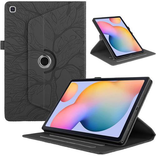 Mo-Bte Coque Pour Samsung Galaxy Tab A7 Lite 8.7"" 2021 Sm-T227/T225/T220 Pu Cuir 360°Rotatif Multi-Angle Stand Flip Housse Vie Arbre Tablette Protection Case Pour Samsung Galaxy Tab A7 Lite,Noir