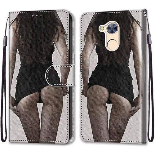 Coque Pour Huawei Honor 6a, Etui En Cuir Pu Portefeuille Housse Coque Avec 360 Degres Silicone Antichoc Protection Cover Cuir Pochette Magnetique Und Flip Bequille (Fille Sexy)