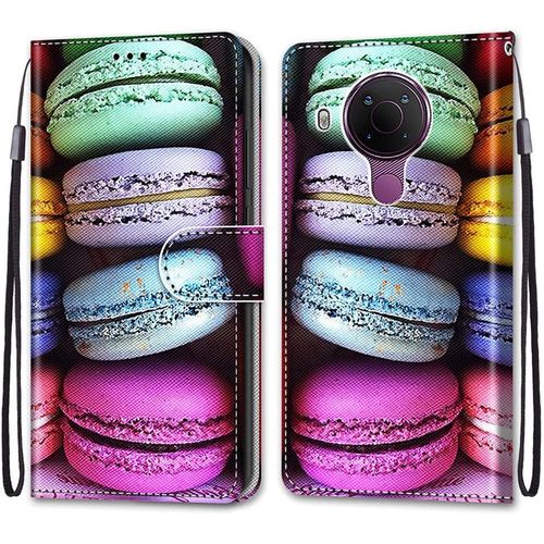Coque Pour Nokia 5.4, Etui En Cuir Pu Portefeuille Housse Coque Avec 360 Degres Silicone Antichoc Protection Cover Cuir Pochette Magnetique Und Flip Bequille (Macarons)