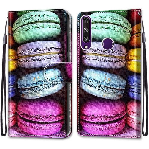 Coque Pour Huawei Y6p, Etui En Cuir Pu Portefeuille Housse Coque Avec 360 Degres Silicone Antichoc Protection Cover Cuir Pochette Magnetique Und Flip Bequille (Macarons)