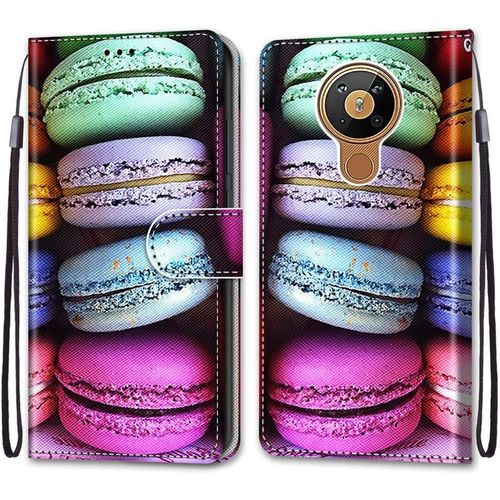 Coque Pour Nokia 5.3, Etui En Cuir Pu Portefeuille Housse Coque Avec 360 Degres Silicone Antichoc Protection Cover Cuir Pochette Magnetique Und Flip Bequille (Macarons)