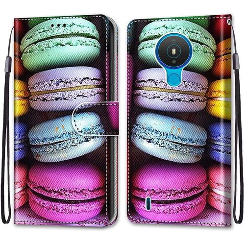 Coque Pour Nokia 1.4, Etui En Cuir Pu Portefeuille Housse Coque Avec 360 Degres Silicone Antichoc Protection Cover Cuir Pochette Magnetique Und Flip Bequille (Macarons)
