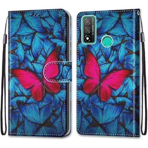 Coque Pour Huawei P Smart 2020, Etui En Cuir Pu Portefeuille Housse Coque Avec 360 Degres Silicone Antichoc Protection Cover Cuir Pochette Magnetique Und Flip Bequille (Papillon)