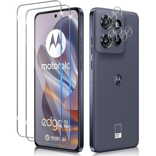 Kit Double Protection 2+2 Verre Trempé + Protections Caméra Pour Motorola Moto Edge 50 Neo - 0,33 Mm 9h Anti-Empreintes Ultra Clair 2.5d Sans Bulles