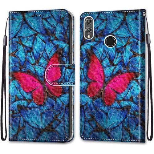 Coque Pour Huawei Honor 8x, Etui En Cuir Pu Portefeuille Housse Coque Avec 360 Degres Silicone Antichoc Protection Cover Cuir Pochette Magnetique Und Flip Bequille (Papillon)