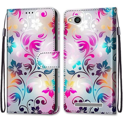 Coque Pour Xiaomi Redmi 5a, Etui En Cuir Pu Portefeuille Housse Coque Avec 360 Degres Silicone Antichoc Protection Cover Cuir Pochette Magnetique Und Flip Bequille (Fleur 1)