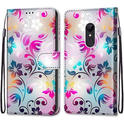 Coque Pour Xiaomi Redmi 5, Etui En Cuir Pu Portefeuille Housse Coque Avec 360 Degres Silicone Antichoc Protection Cover Cuir Pochette Magnetique Und Flip Bequille (Fleur 1)