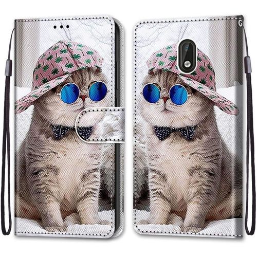 Coque Pour Nokia 3, Etui En Cuir Pu Portefeuille Housse Coque Avec 360 Degres Silicone Antichoc Protection Cover Cuir Pochette Magnetique Und Flip Bequille (Chats 4)