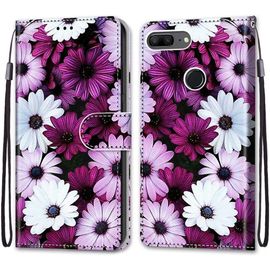 Coque Pour Huawei Honor 9 Lite, Etui En Cuir Pu Portefeuille Housse Coque Avec 360 Degres Silicone Antichoc Protection Cover Cuir Pochette Magnetique Und Flip Bequille (Fleur 2)