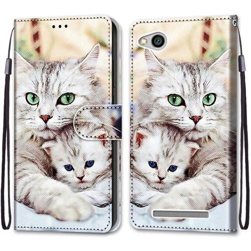 Coque Pour Xiaomi Redmi 5a, Etui En Cuir Pu Portefeuille Housse Coque Avec 360 Degres Silicone Antichoc Protection Cover Cuir Pochette Magnetique Und Flip Bequille (Chats 2)