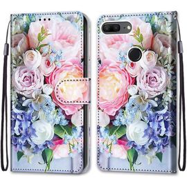 Coque Pour Huawei Honor 9 Lite, Etui En Cuir Pu Portefeuille Housse Coque Avec 360 Degres Silicone Antichoc Protection Cover Cuir Pochette Magnetique Und Flip Bequille (Fleur 3)